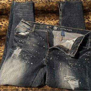 Arizona 360 Stretch Ultra Flex 40”W Distressed Ripped Jeans Splatter Pants!